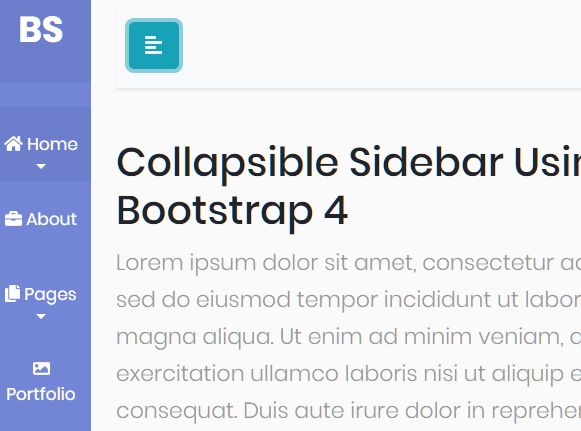 Bootstrap Menu Sidebar Template 4